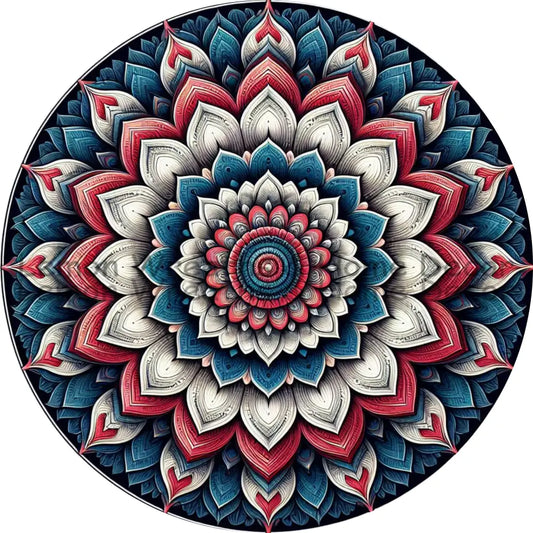 Mandala Flower Center Patriotic Metal Sign