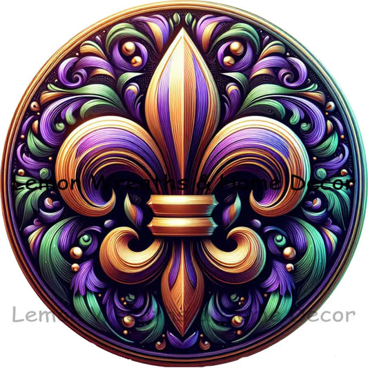 Mardi Gras Fleur De Lis Metal Sign