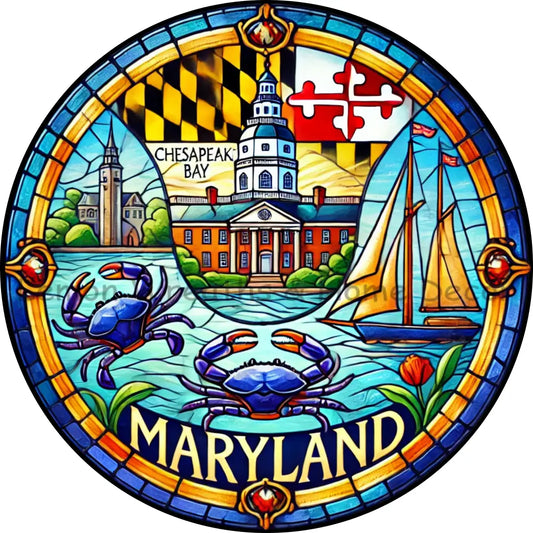 Maryland Faux Stained Glass Metal Sign