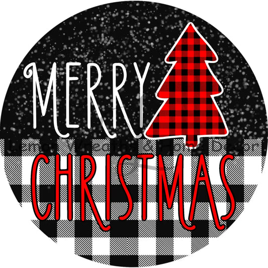 Merry Christmas Buffalo Check Metal Sign 8