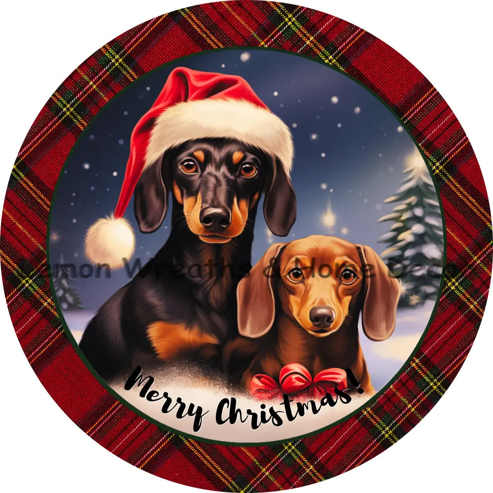 Merry Christmas Dachshunds Metal Sign