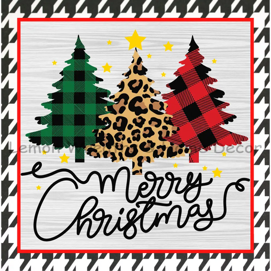 Merry Christmas Pattern Trees Metal Sign 8
