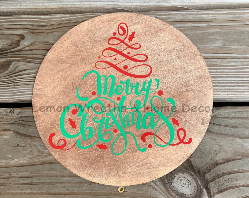 Merry Christmas Tree Wood Wreath Sign – Lemon Wreaths & Home Decor