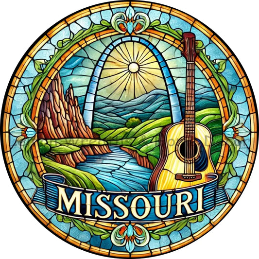 Missouri Faux Stained Glass Metal Sign