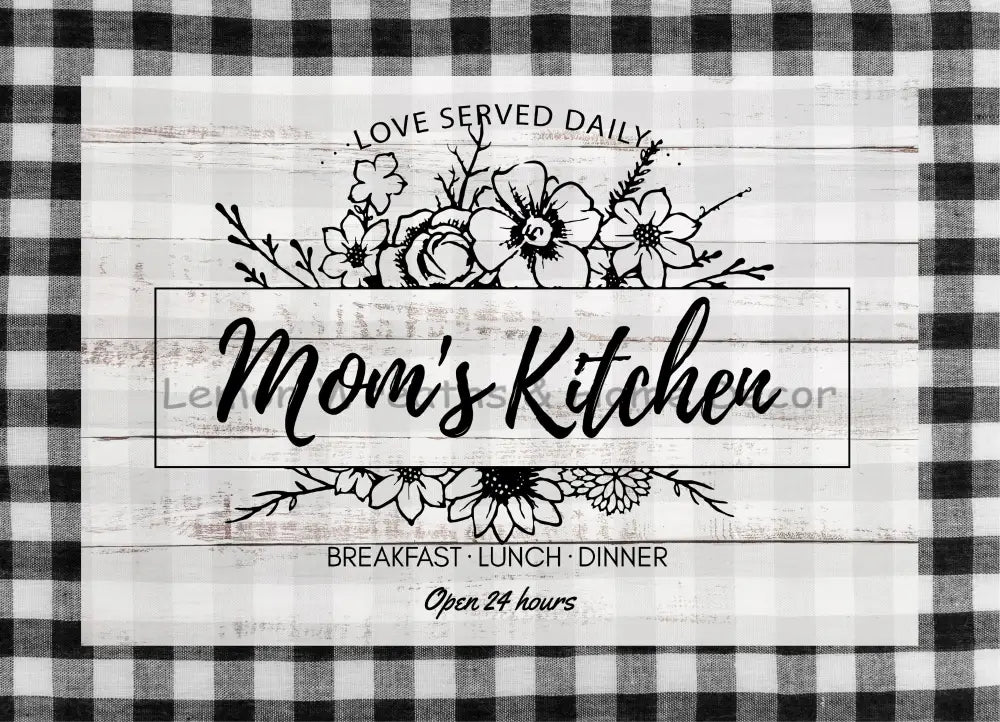 Moms Kitchen Version 1 Metal Sign Black