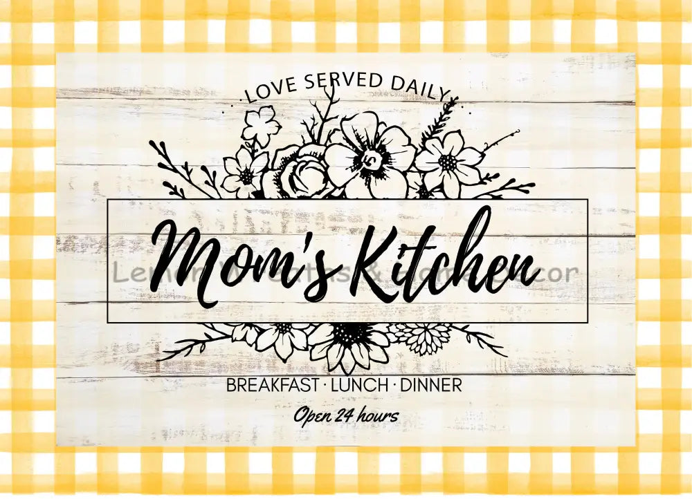 Moms Kitchen Version 1 Metal Sign Yellow