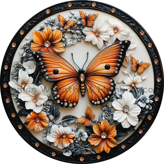 Monarchs & Florals Metal Sign