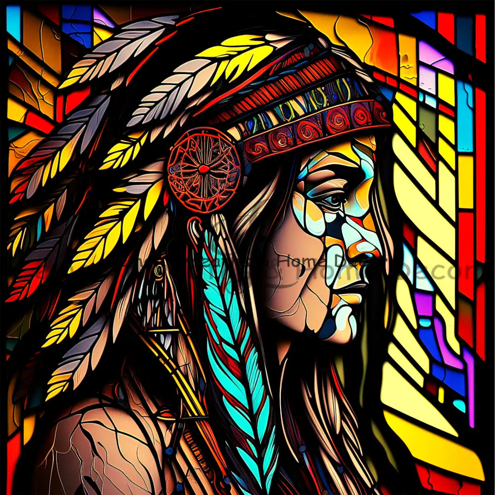 Native American Faux Stained Glass Metal Sign 8