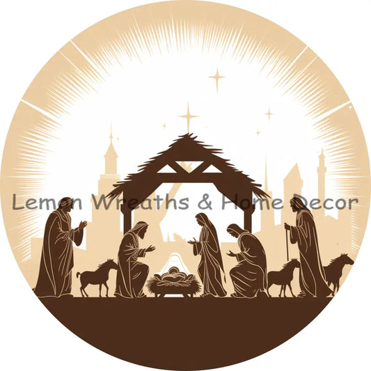 Nativity Silhouette Religious Metal Sign