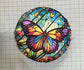 Neon Faux Stained Glass Butterfly Sublimated Fabric Center