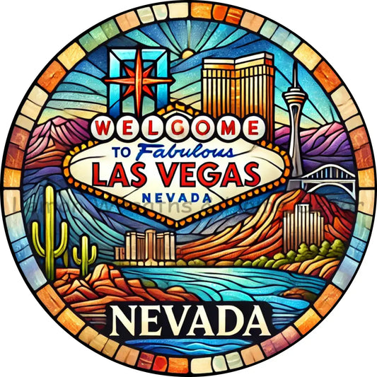 Nevada Faux Stained Glass Metal Sign