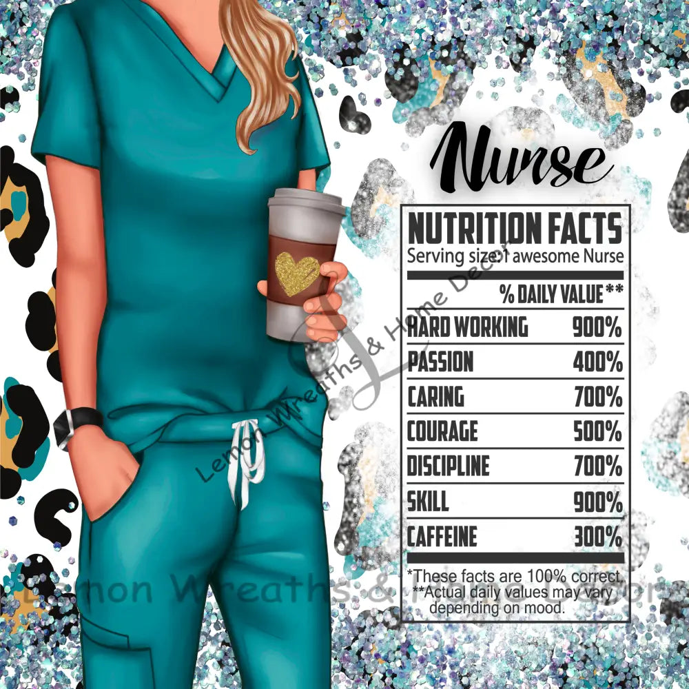 Nurse Nutrition Facts Turquoise Metal Sign 8