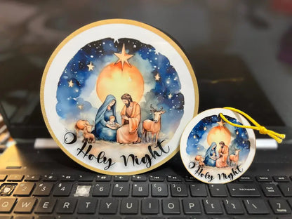 O Holy Night Gold Trim Metal Sign
