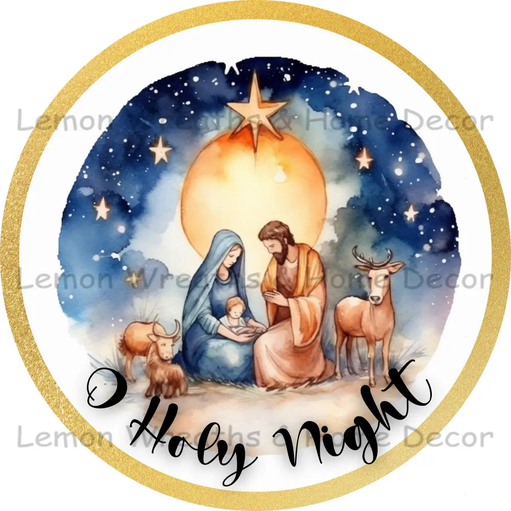 O Holy Night Gold Trim Metal Sign 8