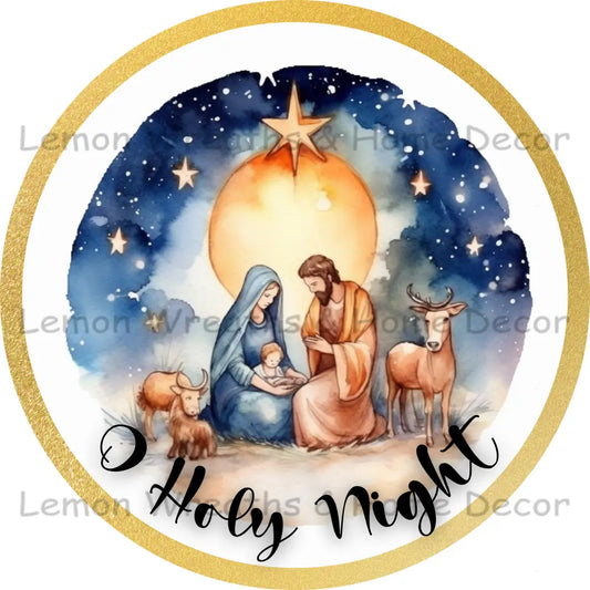 O Holy Night Gold Trim Metal Sign 8