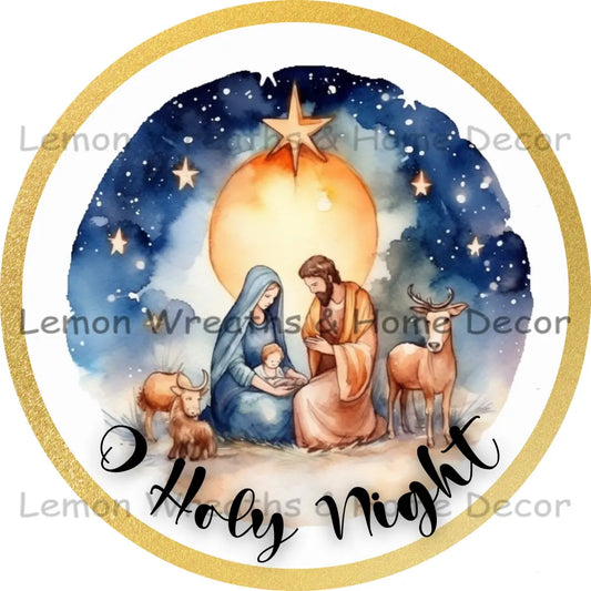 O Holy Night Gold Trim Metal Sign 8