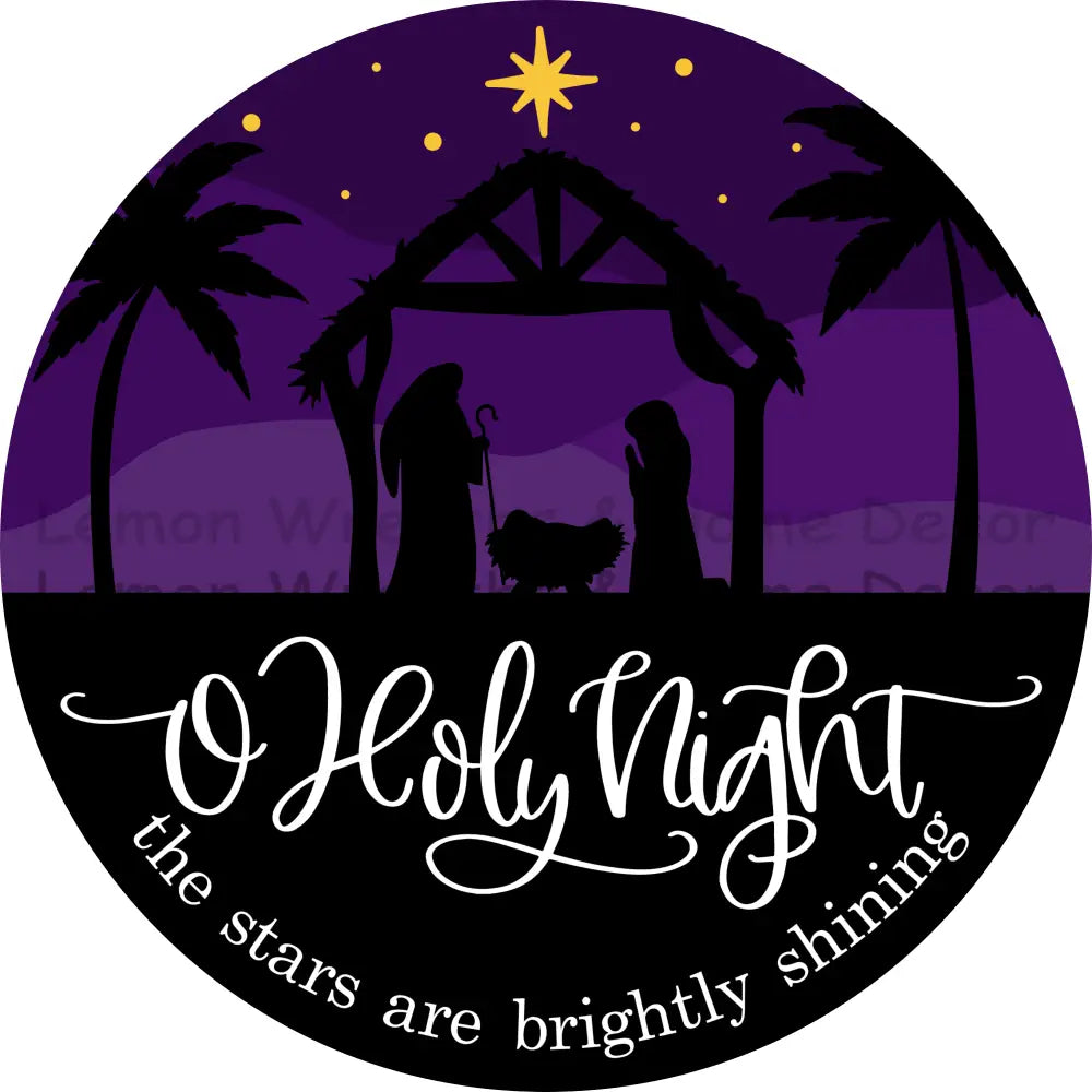 O Holy Night Purple Metal Sign