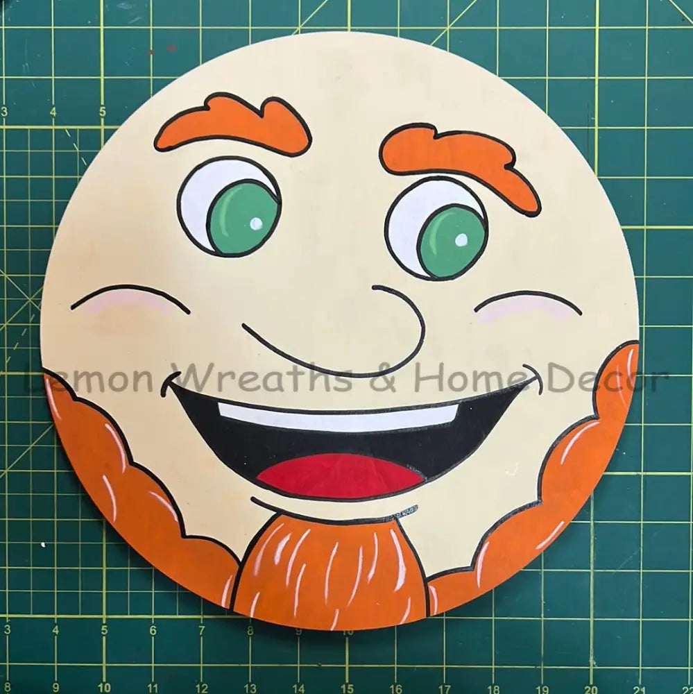 Orange Bearded Leprechaun Handpainted Wood Sign 12