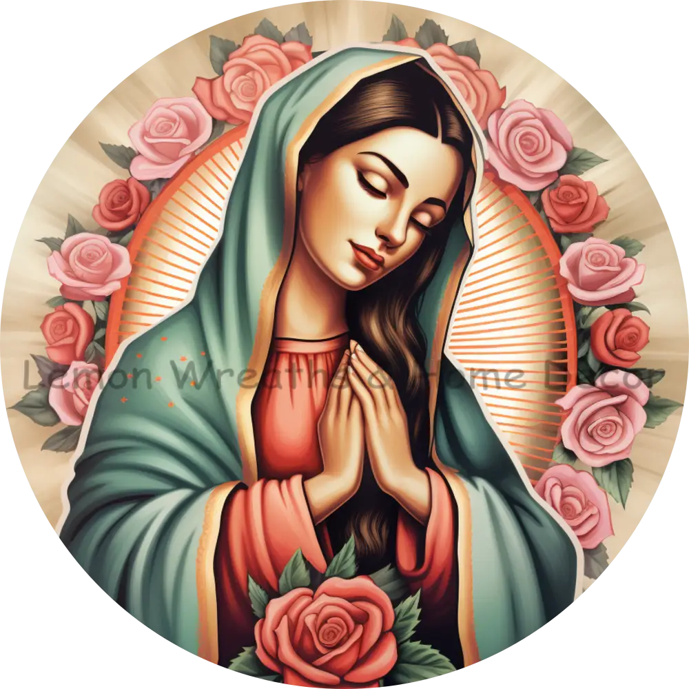 Our Lady Of Guadalupe Soft Blue Cloak Metal Sign