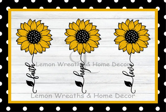 Peace Love Hope Sunflowers Metal Sign