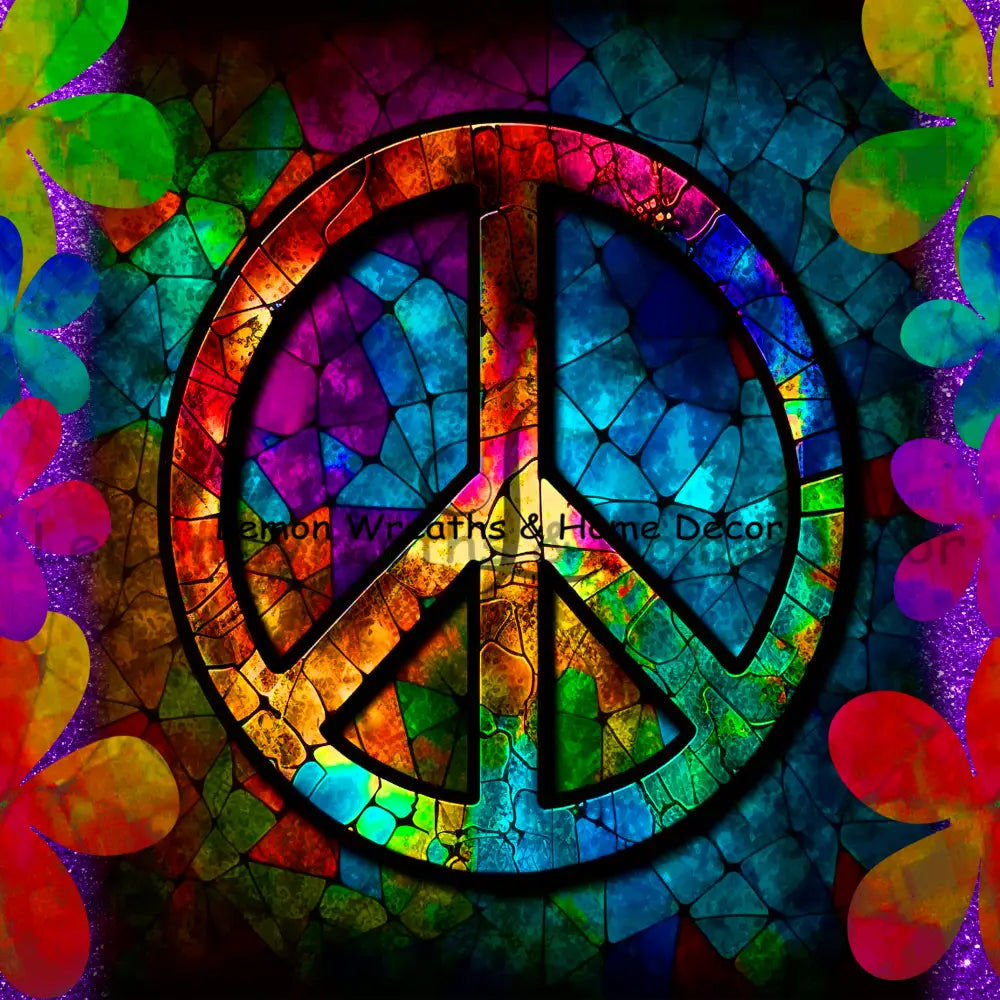 Peace Sign Faux Stained Glass Metal 8