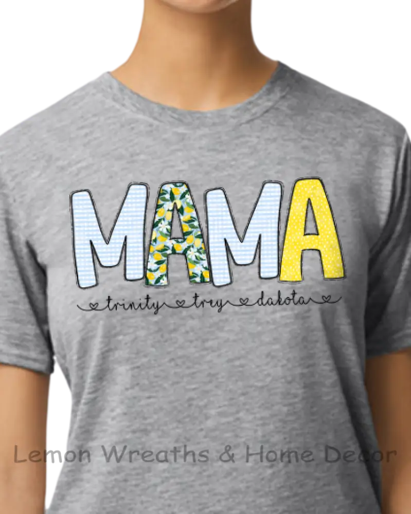 Personalized Blue Lemons Design Mama Shirt