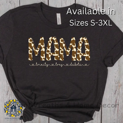 Personalized Brown Cow Design Mama Shirt