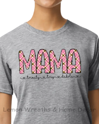 Personalized Pink Brown Paisley Design Mama Shirt