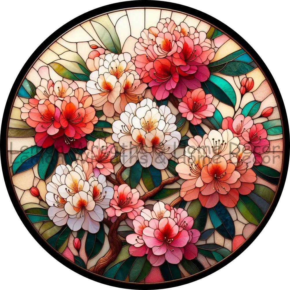 Pink Carnations Faux Stained Glass Metal Sign