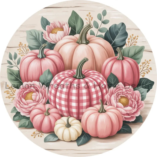 Pink Gingham Pumpkin Patch Metal Sign