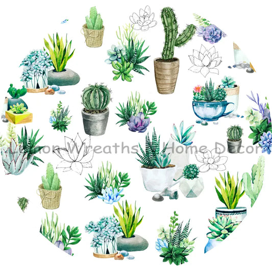 Potted Cactus Sublimated Fabric Center