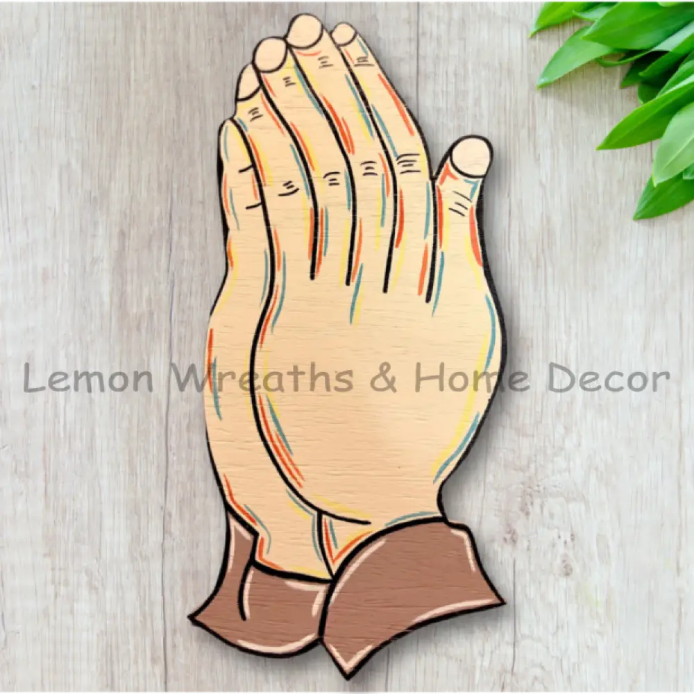 Praying Hands Wood Wreath Attachment Signs