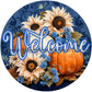Pumpkins With White Daisies Fall Arrangement Metal Sign 6 / Welcome
