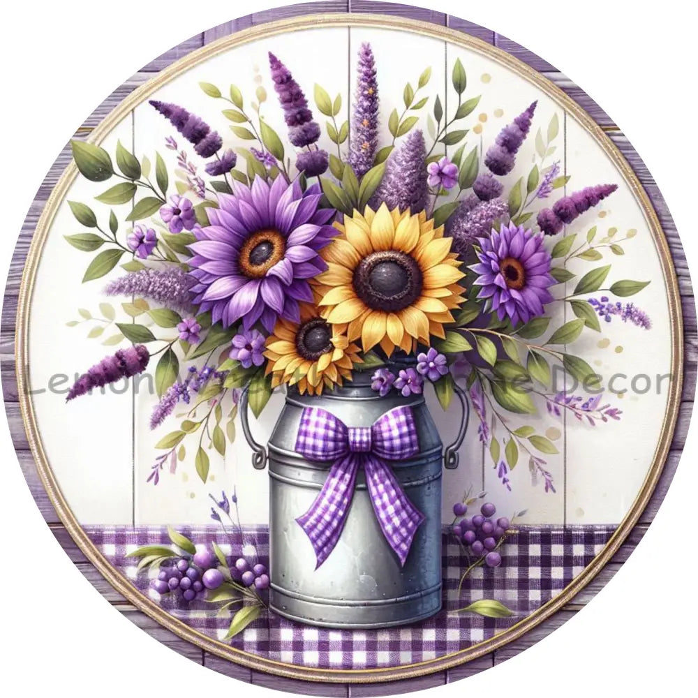 Purple Craze Milk Can Floral Arrangement Metal Sign