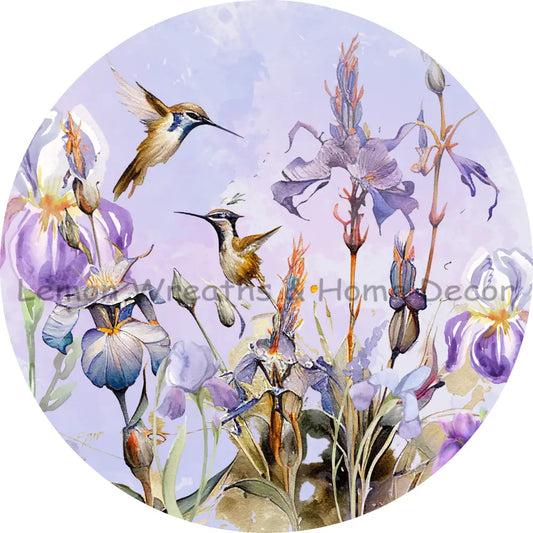 Purple Daffodil Hummingbirds Sublimated Fabric Center