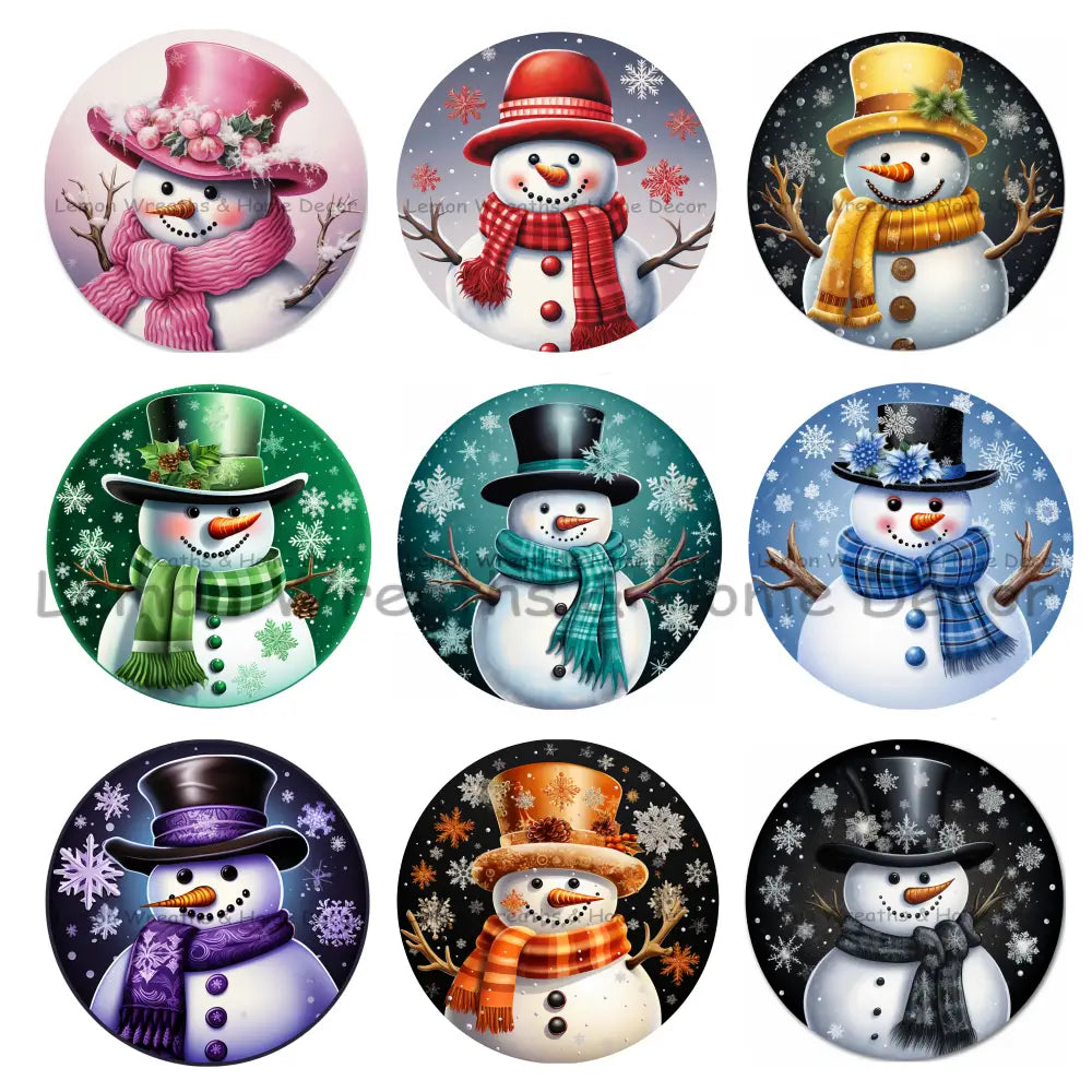 Rainbow Snowmen Set Of Nine Metal Signs