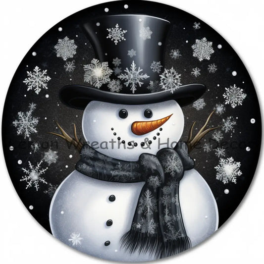Rainbow Winter Snowman Black Metal Sign 6