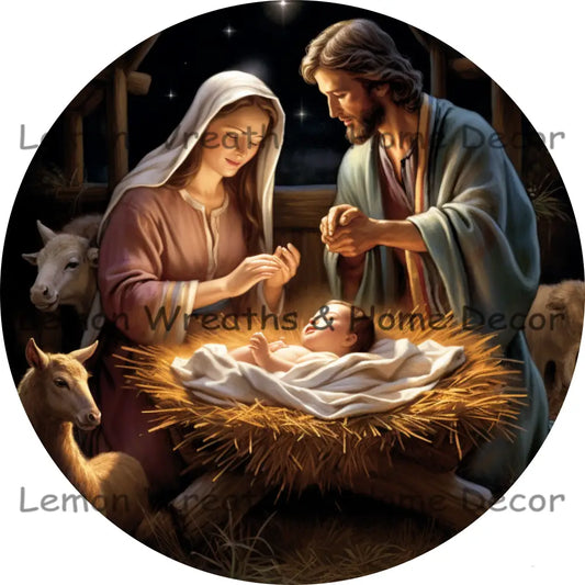 Realistic Nativity Scene Metal Sign 6