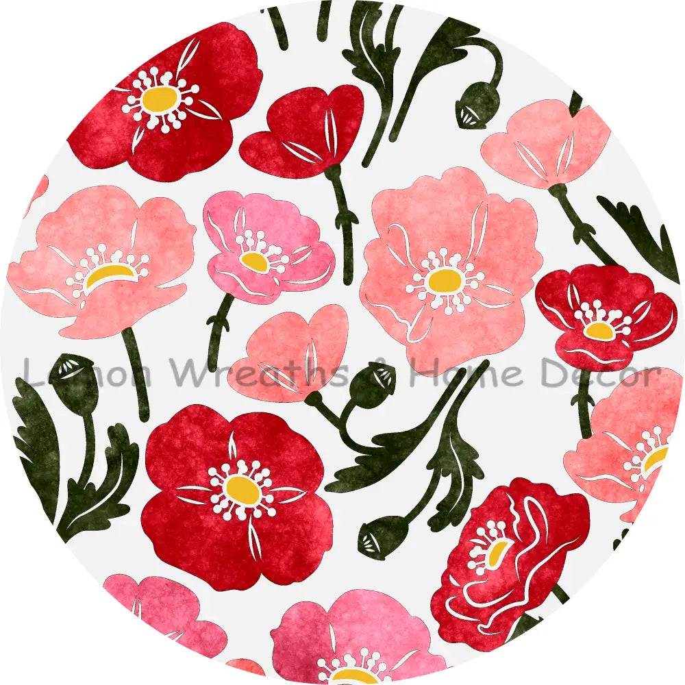 Red Pink Poppies Sublimated Fabric Center