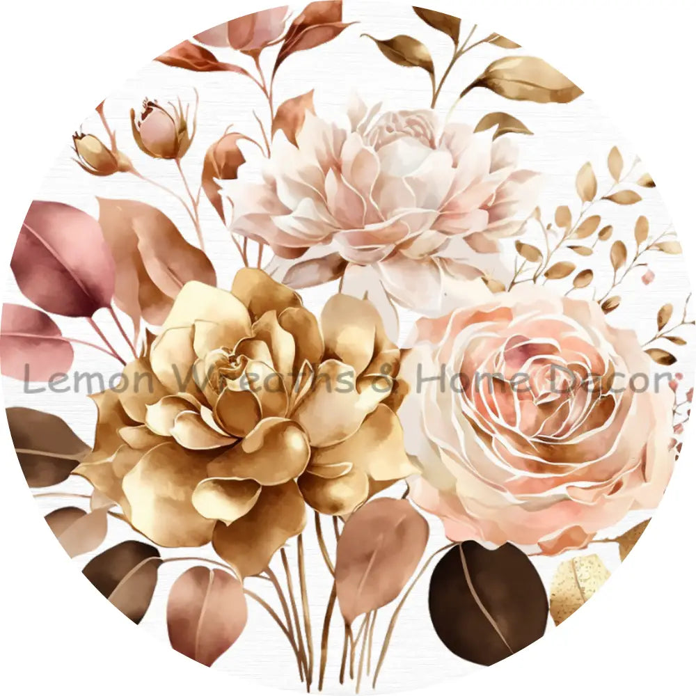 Rose Gold Cream Floral Sublimated Fabric Center