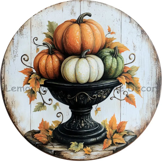 Rustic Pumpkin Arrangement Fall Metal Sign