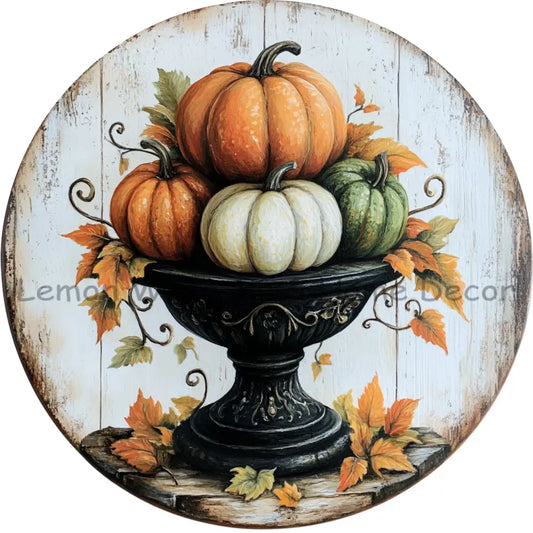 Rustic Pumpkin Arrangement Fall Metal Sign