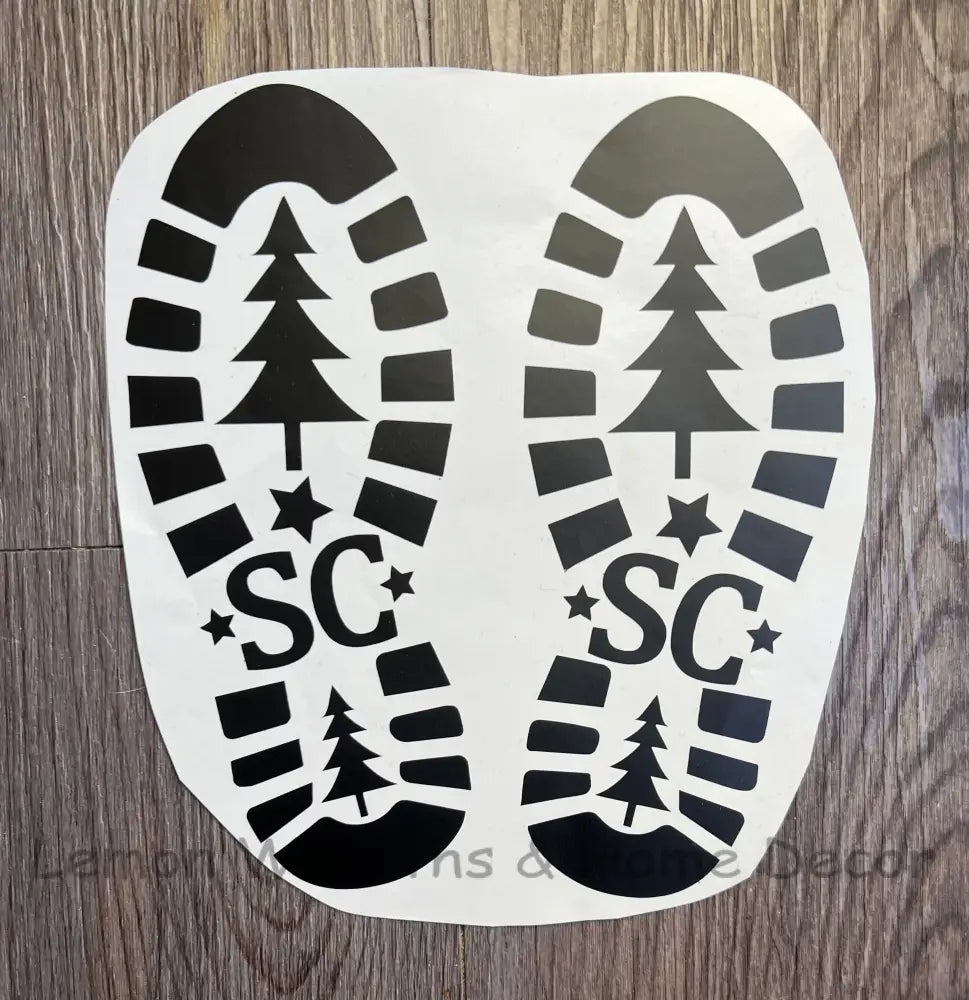 Santa Boot Prints Removable Vinyl Initials W/Trees