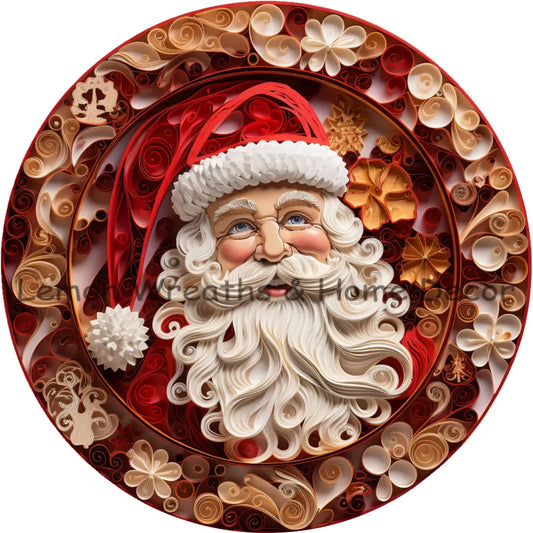 Santa Curly Beard Quilled Paper Metal Sign 6