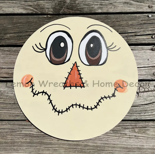 Scarecrow Face Handpainted Wood Sign 12