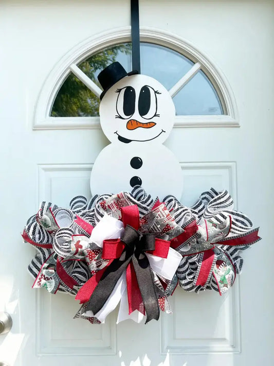 Painted Snowman Wood Rail With Round Corners