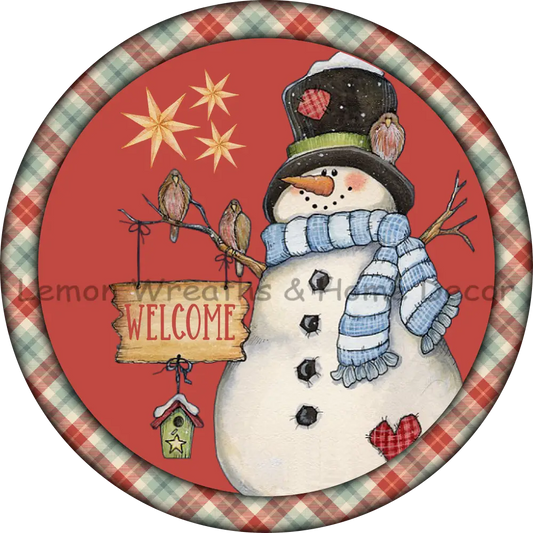Snowman Welcome Metal Sign 6