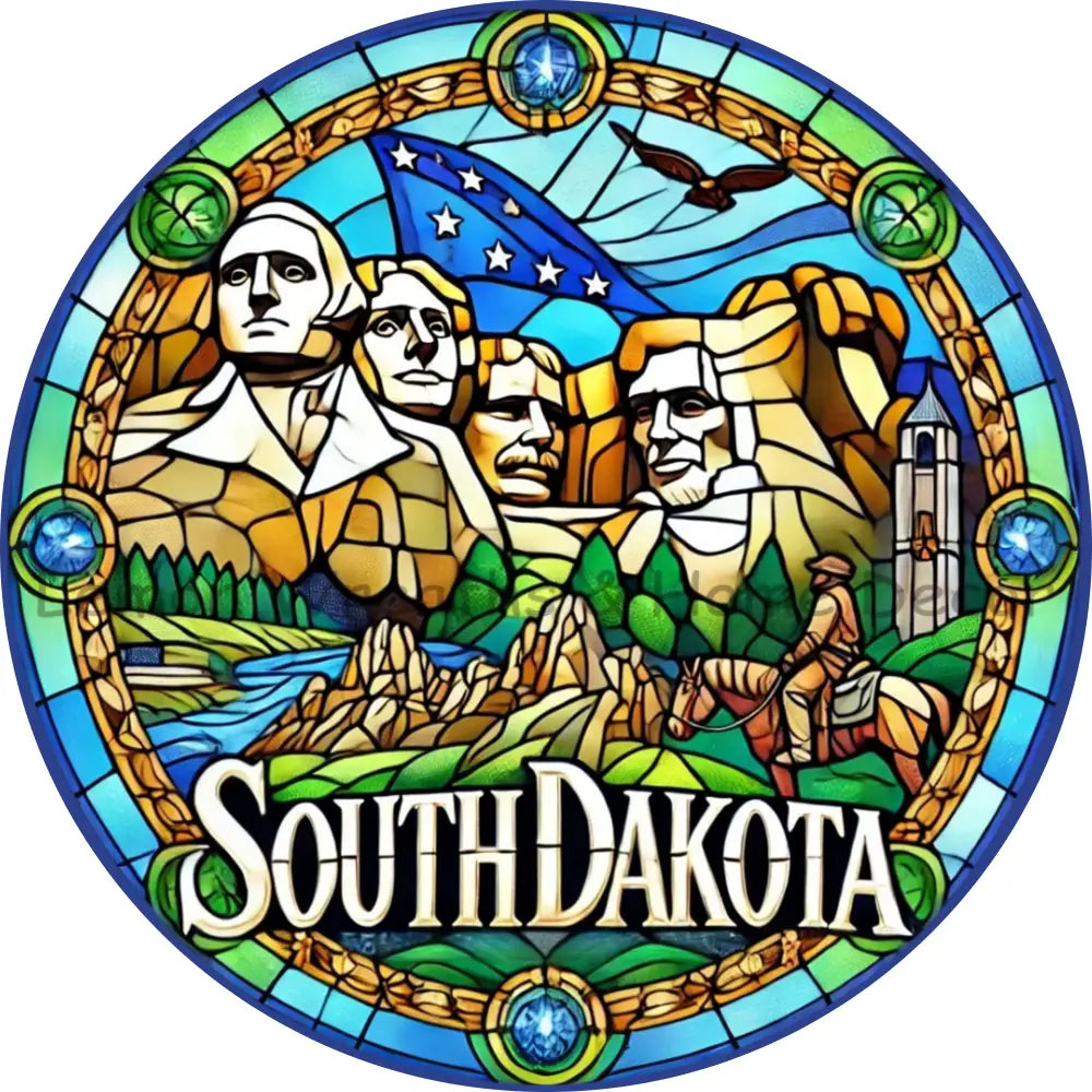 South Dakota Faux Stained Glass Metal Sign