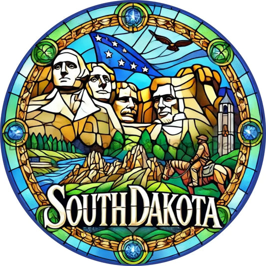 South Dakota Faux Stained Glass Metal Sign