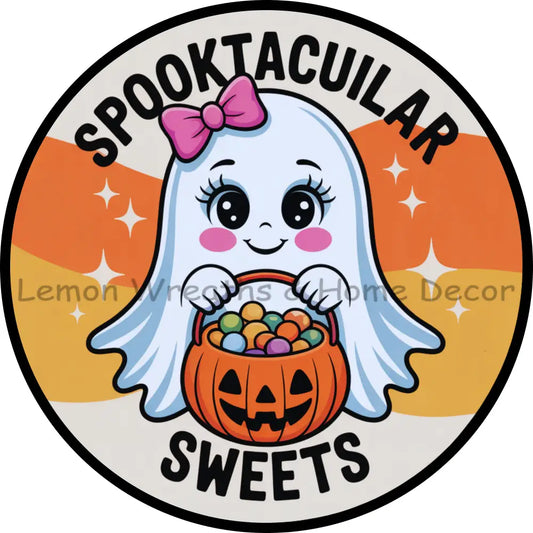 Spooktacular Sweets Cute Girl Ghost Metal Sign